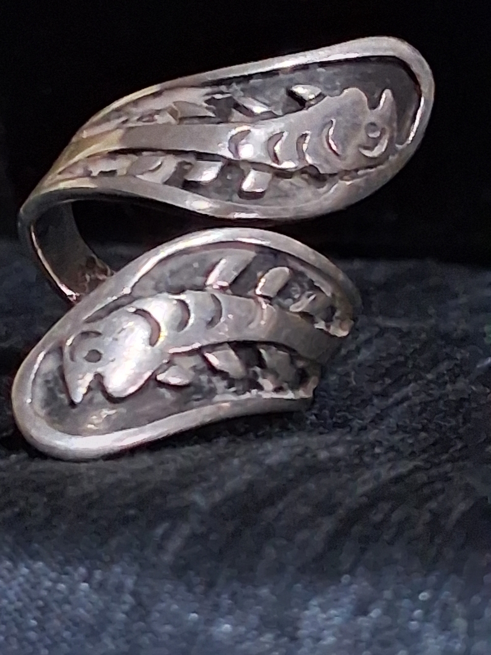 Vintage Taxco Los Ballesteros ? Sterling Silver Modernist Bypass Fish Ring Sz 7